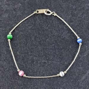 Vintage Jordan Liquid Sterling Silver 925 Simulated Cat's Eye Bracelet 7"
